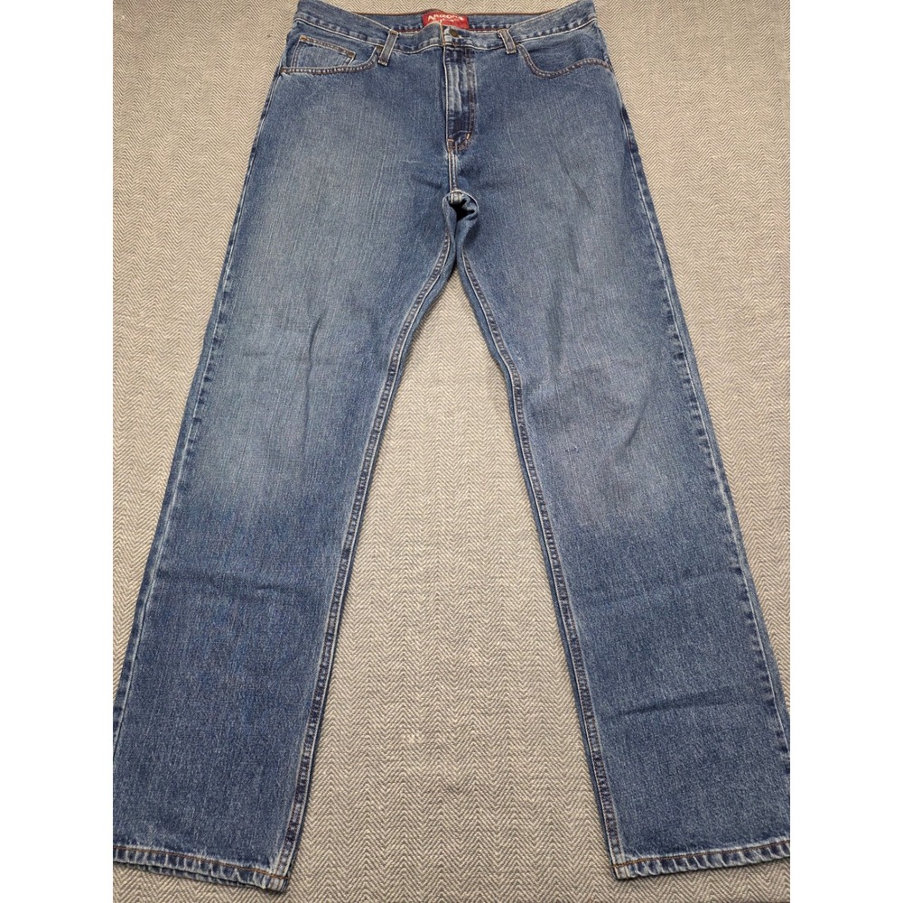 Arizona Jean Co Mens Relaxed Straight Leg Jeans Blue Medium Wash 36x34 RN61252